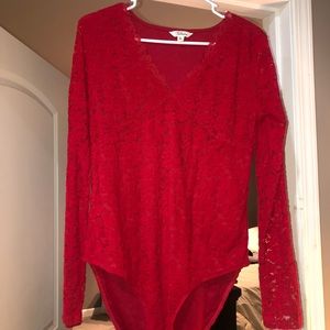 Red lace bodysuit